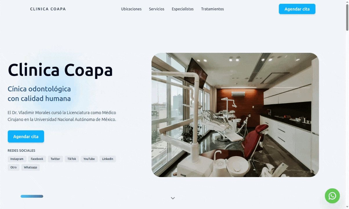 Vista previa de landing page medica con secciones informativas