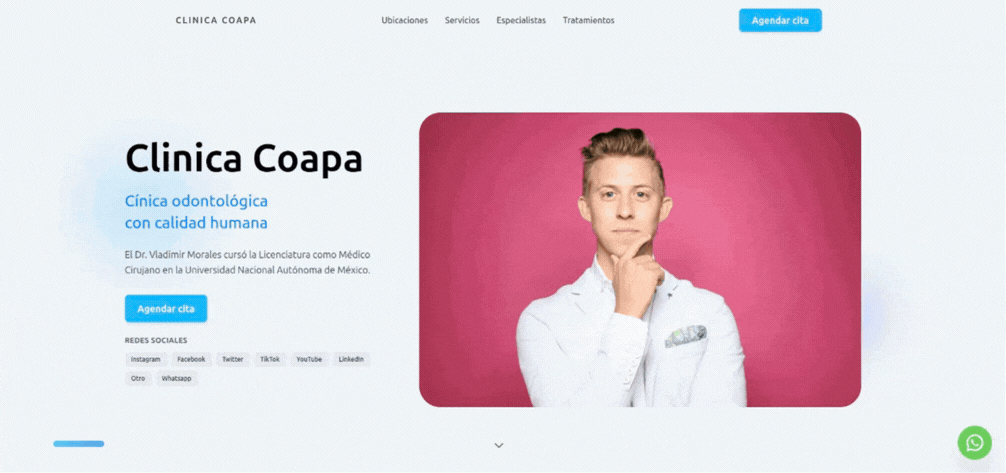 Segunda vista previa de una landing médica con presentación del especialista y llamado a agendar cita